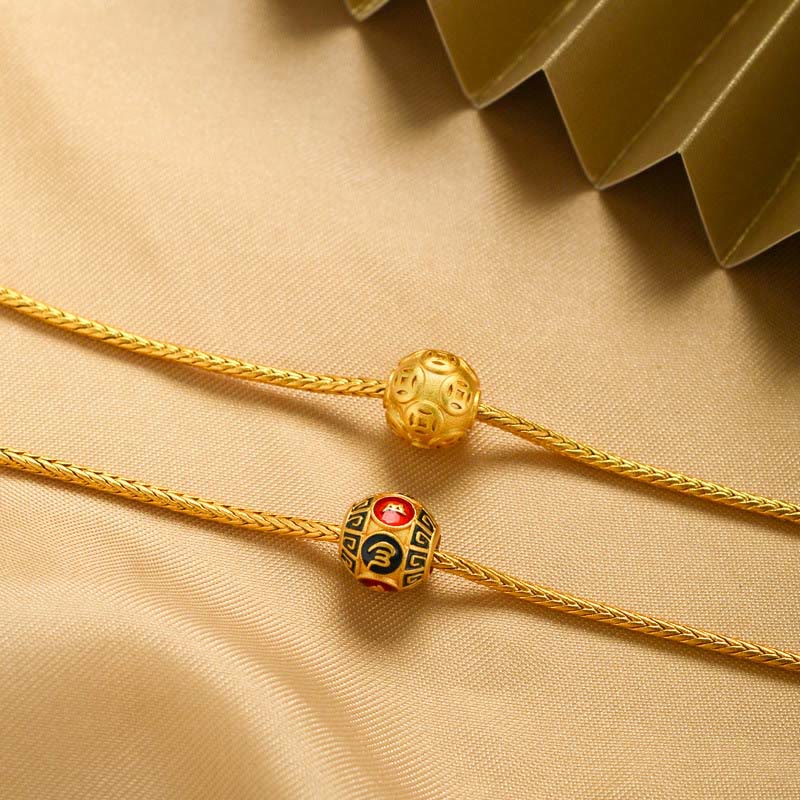 Buddha Stonesチベット 18K ゴールドオーム・マニ・パドメ・フム幸運の鯉キャラクター インゴット 銅貨 平和ブレスレット - image 3