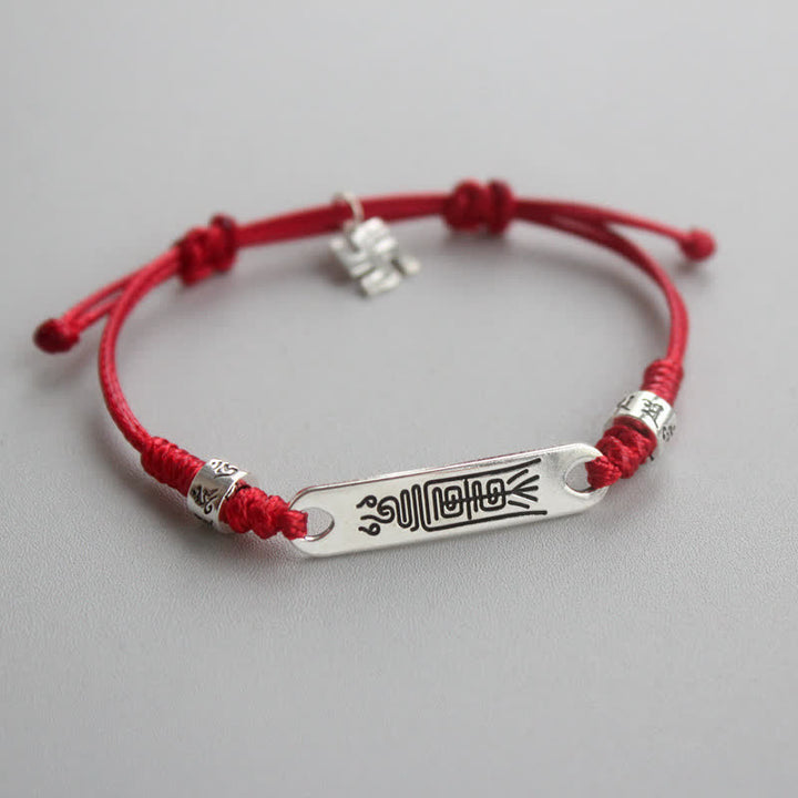 Buddha Stones925スターリングシルバー レッドストリング 幸運の力 編み込みブレスレット