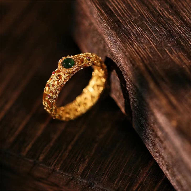 Buddha Stones925スターリングシルバー シアン翡翠 成功の幸運リング - image 3