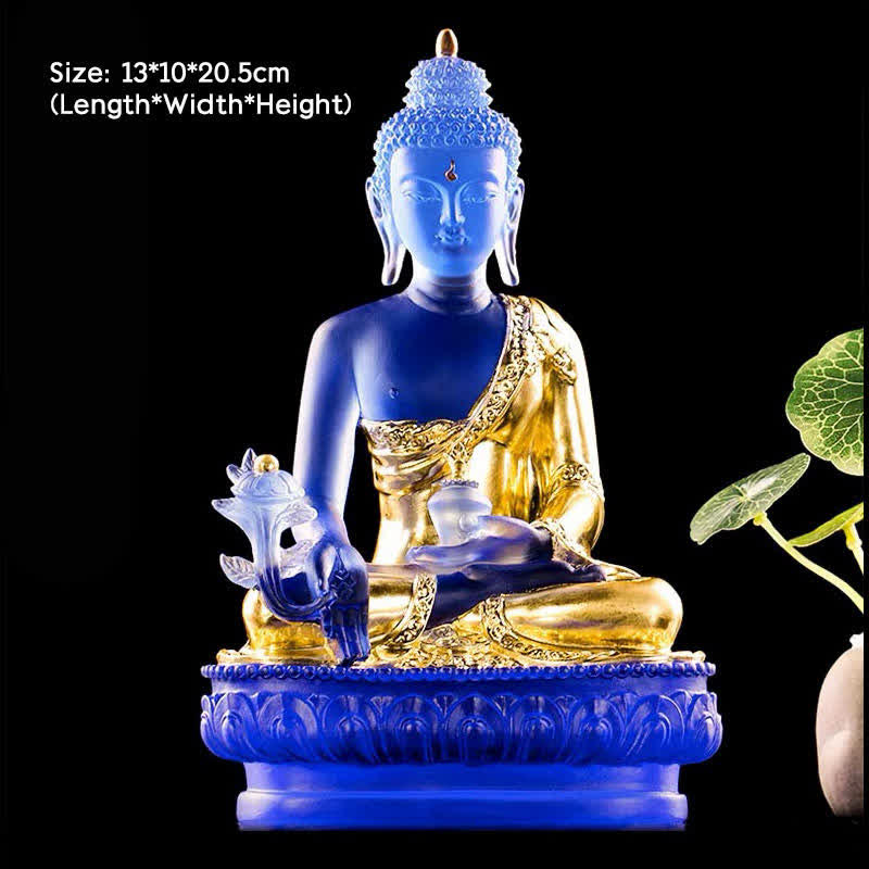 Buddha Stones薬師如来 手作り 瑠璃水晶 芸術作品 慈悲の像 自宅 オフィス 供物 装飾